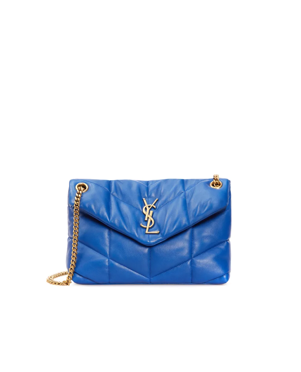 Кожаная сумка Loulou Puffer Small Saint Laurent 577476-1EL07-, синий цвет • Купить в интернет-магазине Kameron