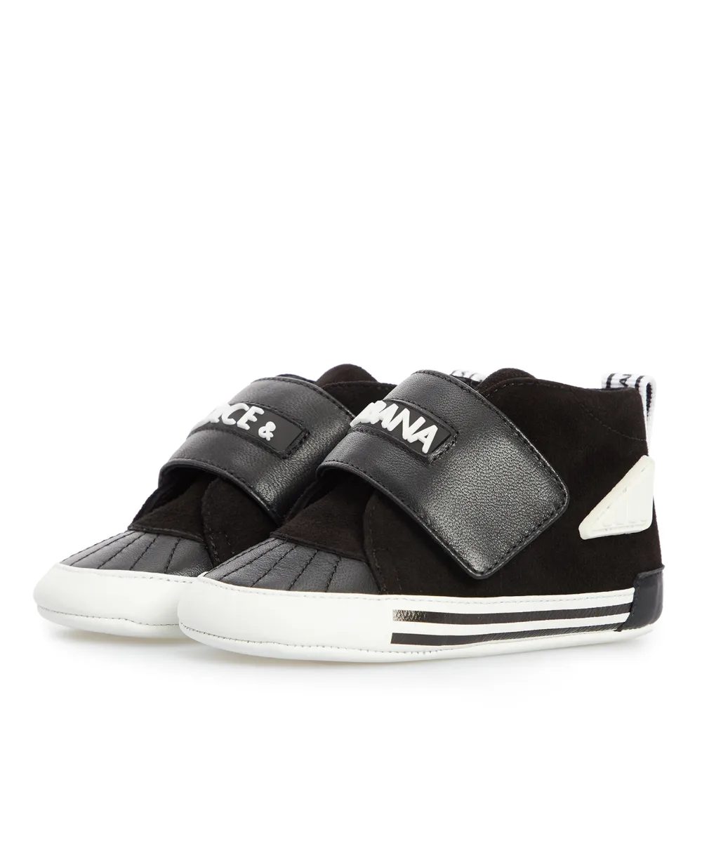 Детские кожаные пинетки Dolce&Gabbana Kids DK0128-AP231, черный цвет • Купить в интернет-магазине Kameron