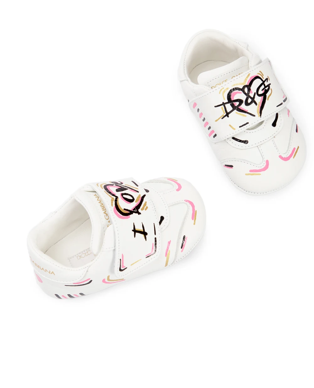 Кожаные пинетки Dolce&Gabbana Kids DK0109-AW447, белый цвет • Купить в интернет-магазине Kameron