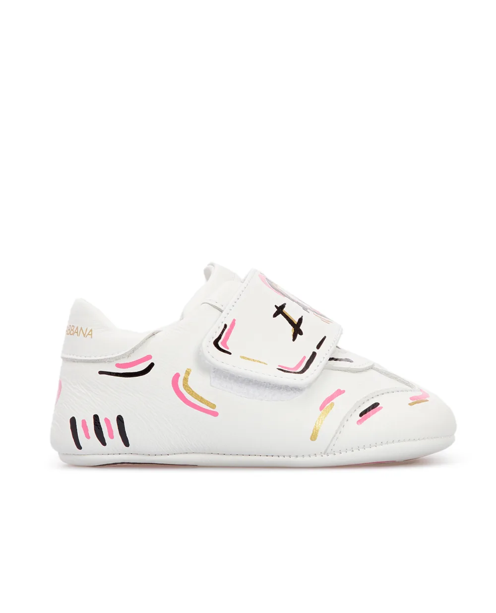 Кожаные пинетки Dolce&Gabbana Kids DK0109-AW447, белый цвет • Купить в интернет-магазине Kameron