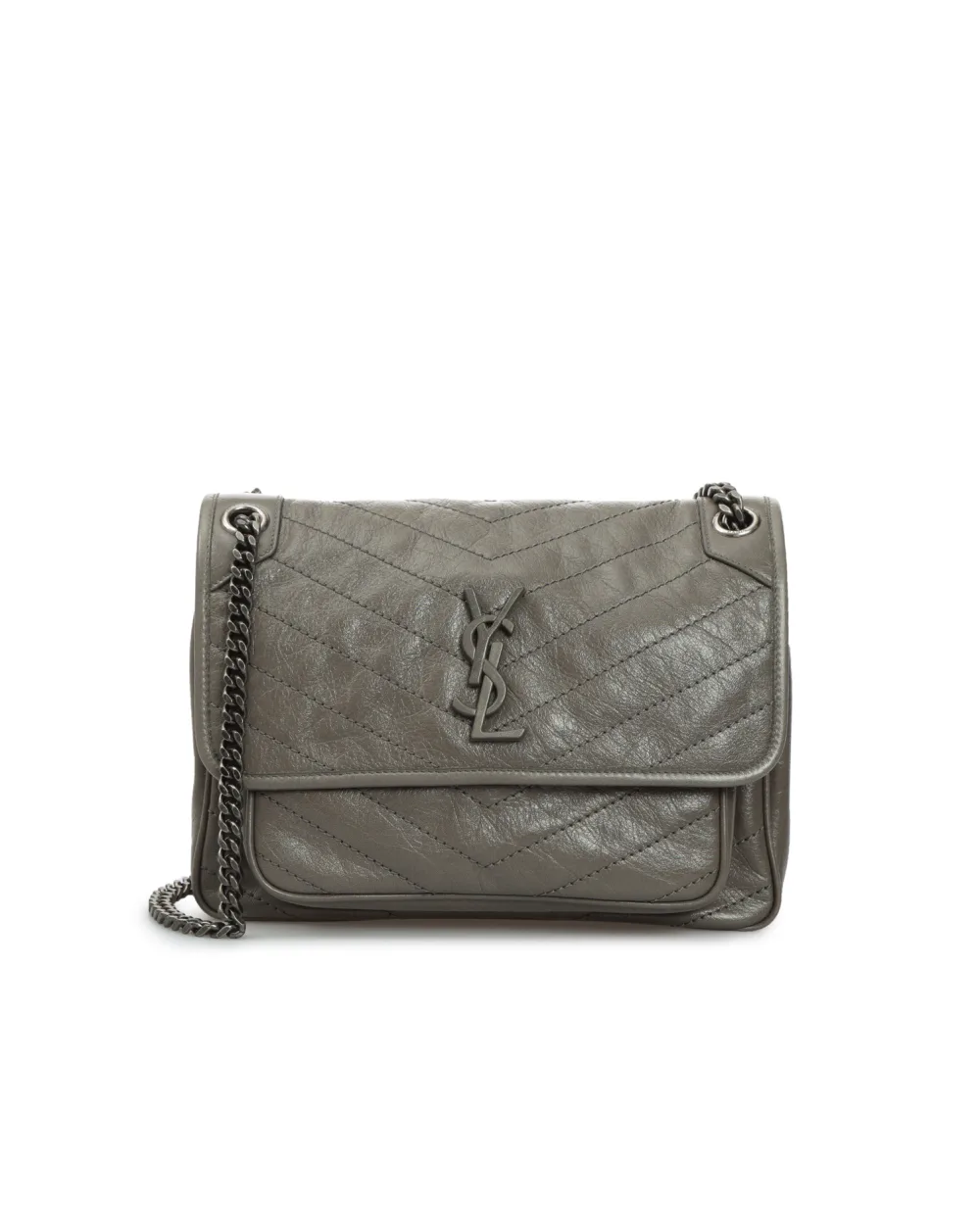 Кожаная сумка Niki Medium Saint Laurent 633158-1YG04, серый цвет • Купить в интернет-магазине Kameron