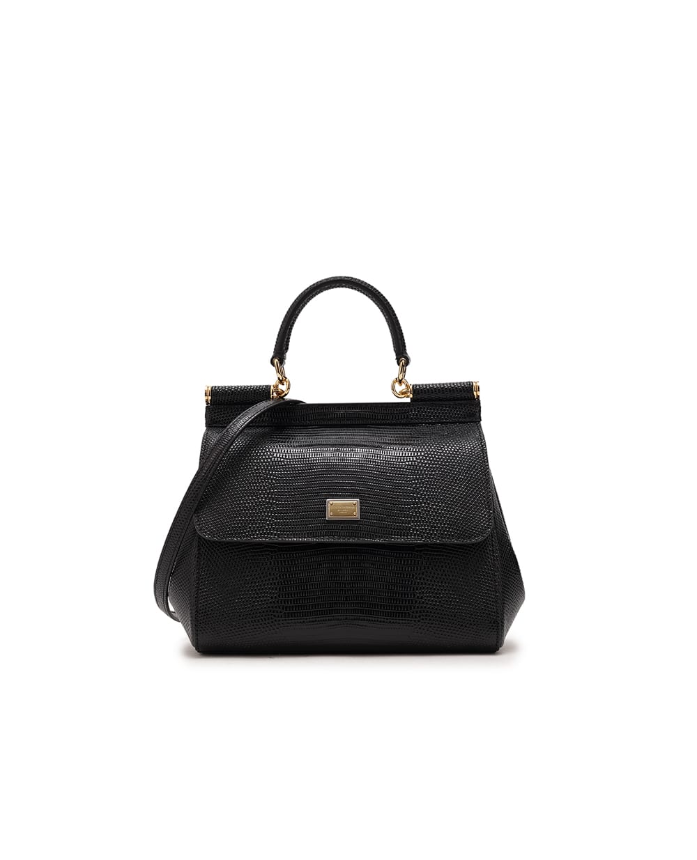 Кожаная сумка Sicily Medium Dolce&Gabbana BB6003-A1095, черный цвет • Купить в интернет-магазине Kameron