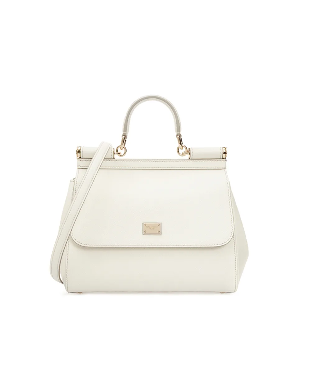 Кожаная сумка Sicily Large Dolce&Gabbana BB6002-A1001, белый цвет • Купить в интернет-магазине Kameron