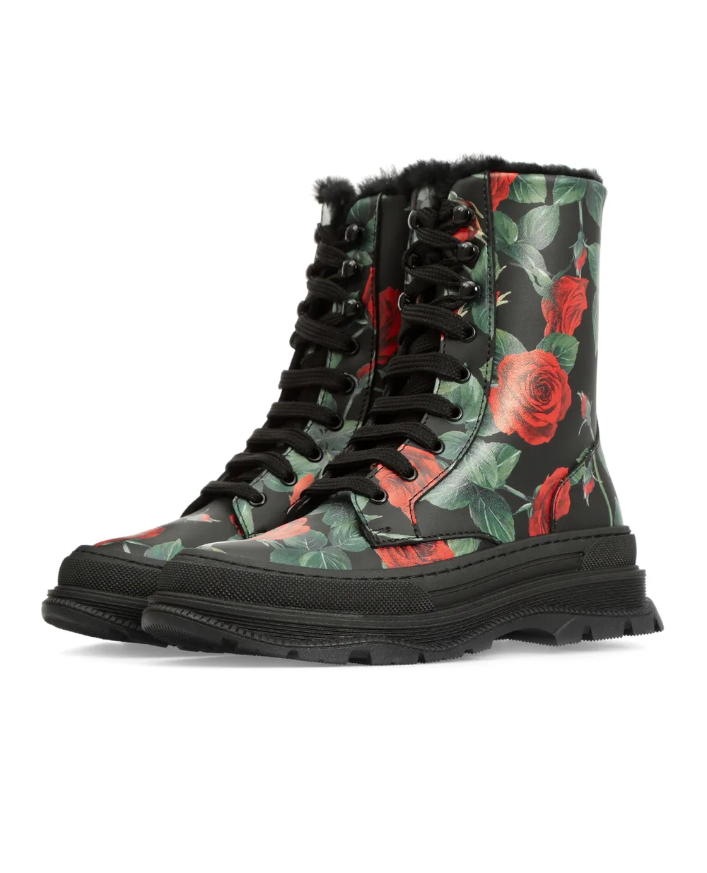 Детские кожаные ботинки Dolce&Gabbana Kids D11057-AQ415-S, черный цвет • Купить в интернет-магазине Kameron
