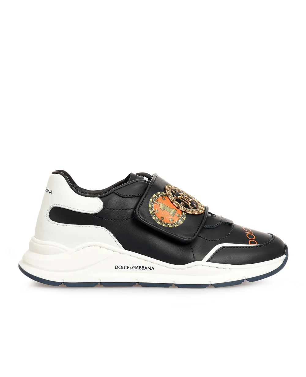 Кожаные кроссовки Dolce&Gabbana Kids DA0911-AV594-S, синий цвет • Купить в интернет-магазине Kameron