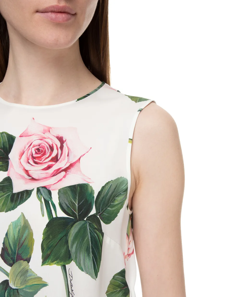 Шелковый топ Dolce&Gabbana F7ZZCT-FSAZD, белый цвет • Купить в интернет-магазине Kameron