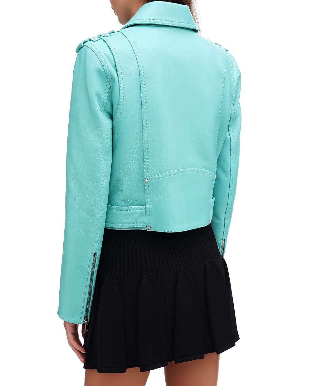 Кожаная косуха Balmain DF1TD204LC62, мятный цвет • Купить в интернет-магазине Kameron