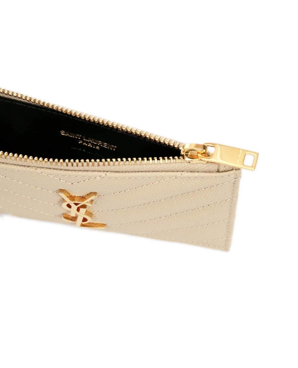 Кожаная визитница Saint Laurent 607915-BOW01, бежевый цвет • Купить в интернет-магазине Kameron