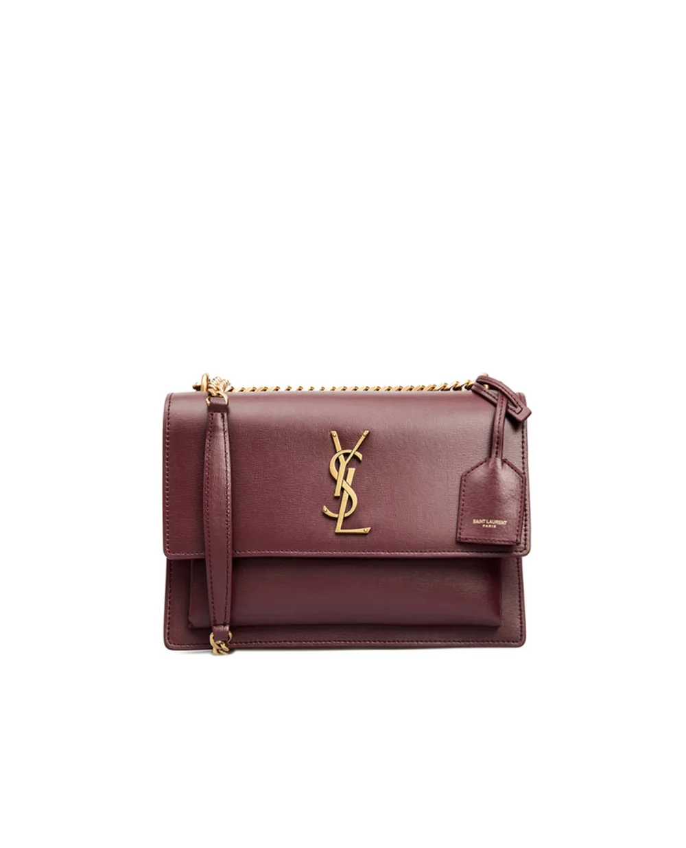 Кожаная сумка Sunset Medium Saint Laurent 442906-D420W, бордовый цвет • Купить в интернет-магазине Kameron
