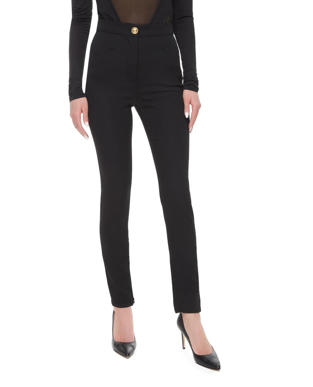 Шерстяные брюки Balmain AF1PD010WB01, черный цвет • Купить в интернет-магазине Kameron