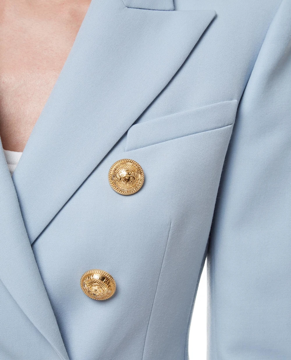 Шерстяной жакет Balmain WF1SG000167L, голубой цвет • Купить в интернет-магазине Kameron