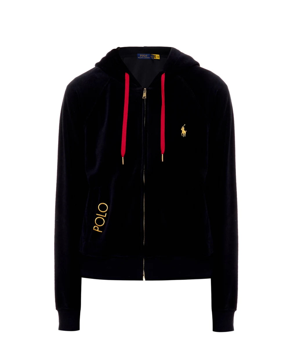 Велюровое худи Polo Ralph Lauren 211857288001, черный цвет • Купить в интернет-магазине Kameron