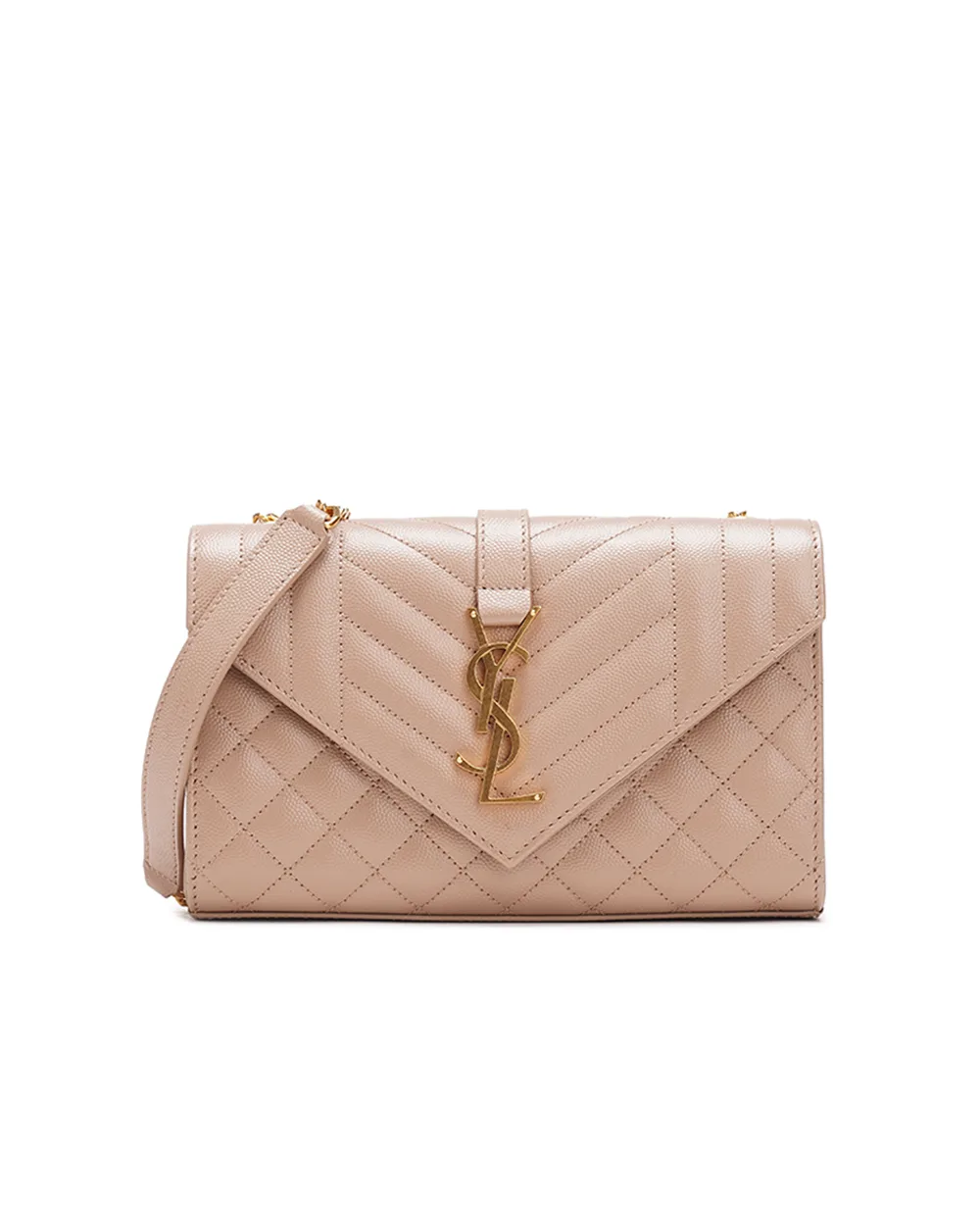 Кожаная сумка Envelope Small Saint Laurent 600195-BOW91, бежевый цвет • Купить в интернет-магазине Kameron