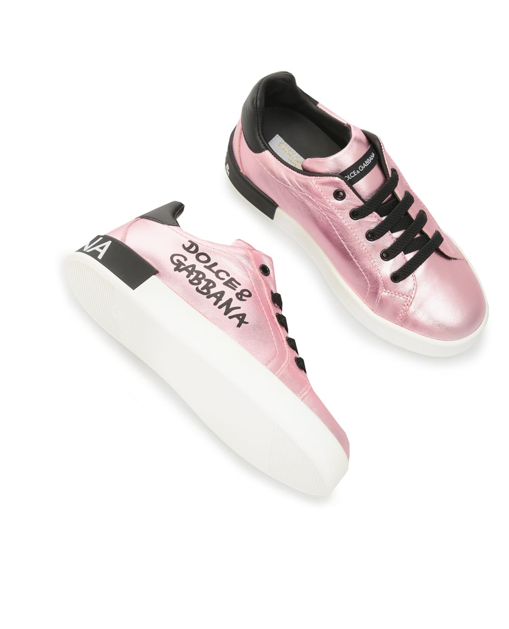 Кожаные сникеры Dolce&Gabbana Kids D10806-AN442-S, розовый цвет • Купить в интернет-магазине Kameron