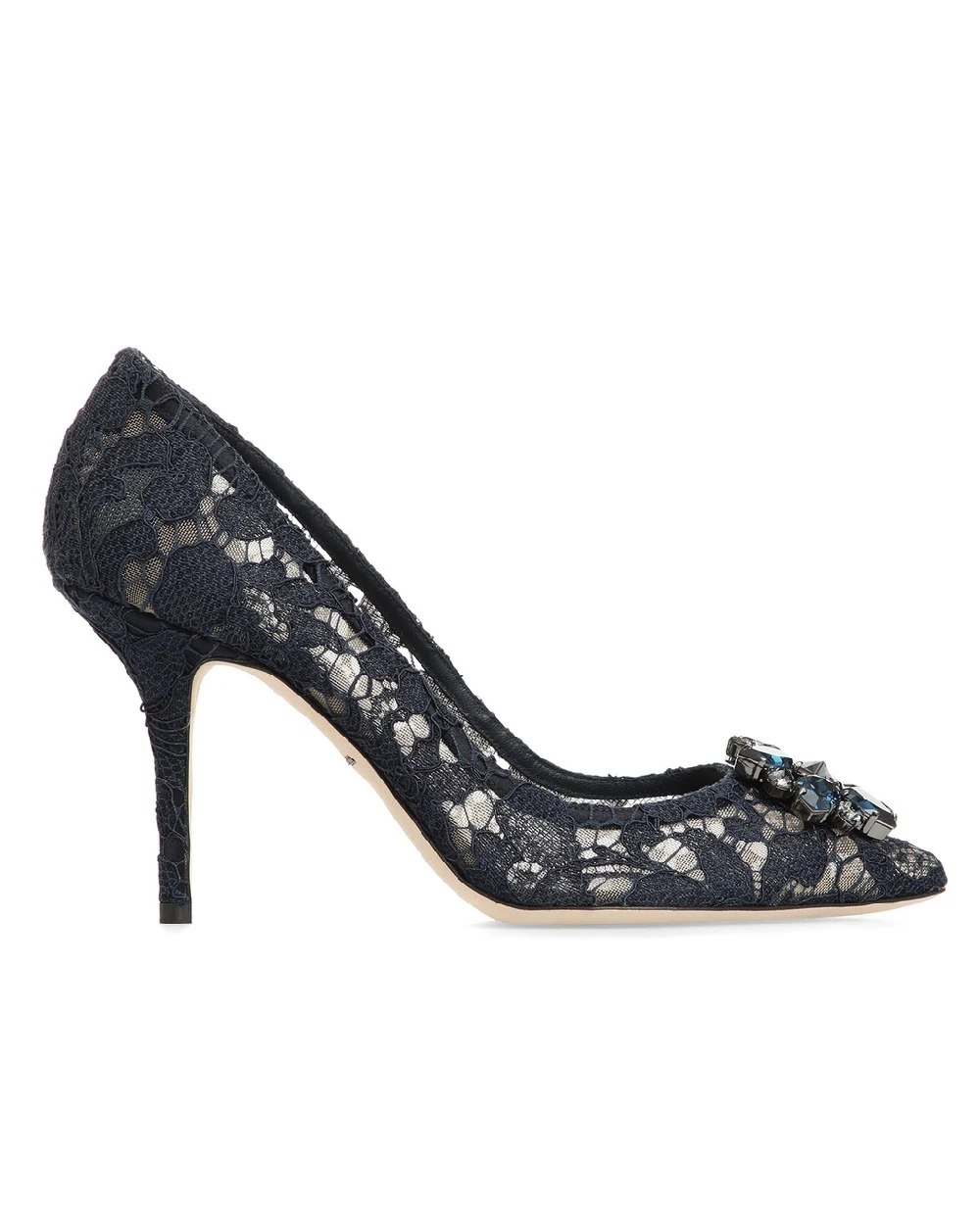 Кружевные лодочки Rainbow Lace Dolce&Gabbana CD0101-AL198, темно-синий цвет • Купить в интернет-магазине Kameron