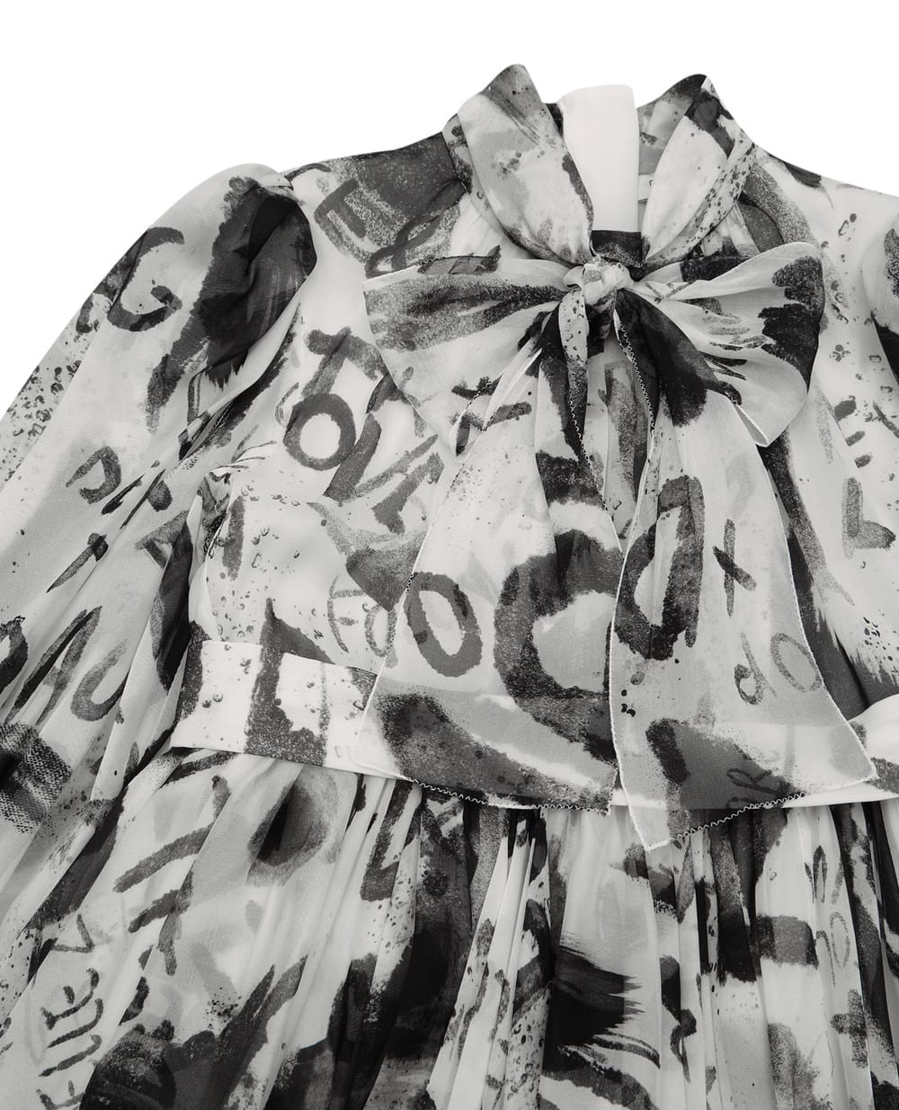 Шелковое платье Dolce&Gabbana Kids L52DW8-IS1JP-B, белый цвет • Купить в интернет-магазине Kameron