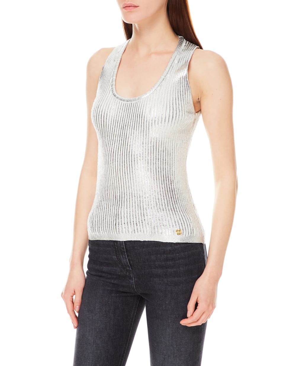 Шерстяной топ Balmain WF0AG006K314, серебряный цвет • Купить в интернет-магазине Kameron