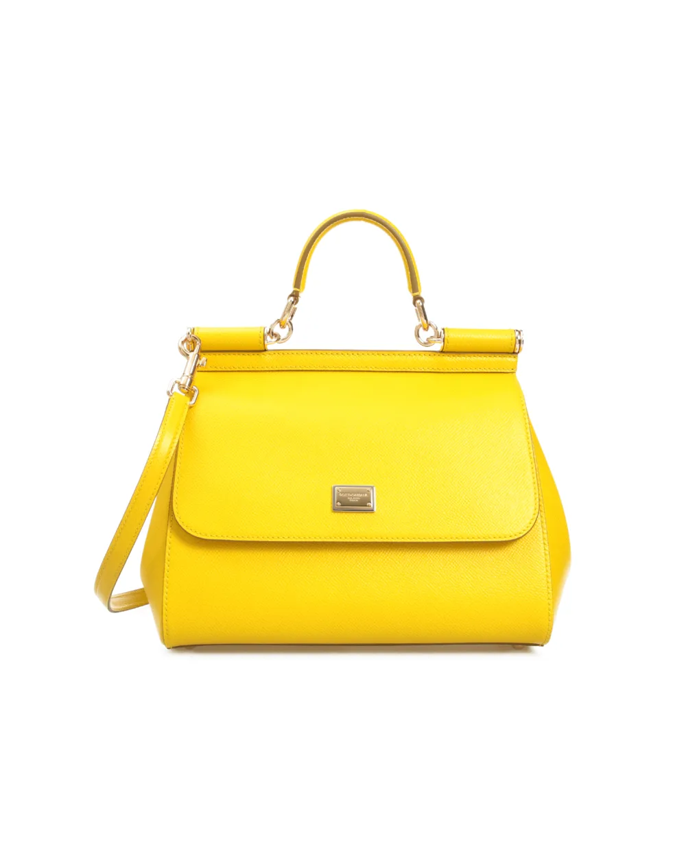 Кожаная сумка Sicily Large Dolce&Gabbana BB6002-A1001, желтый цвет • Купить в интернет-магазине Kameron