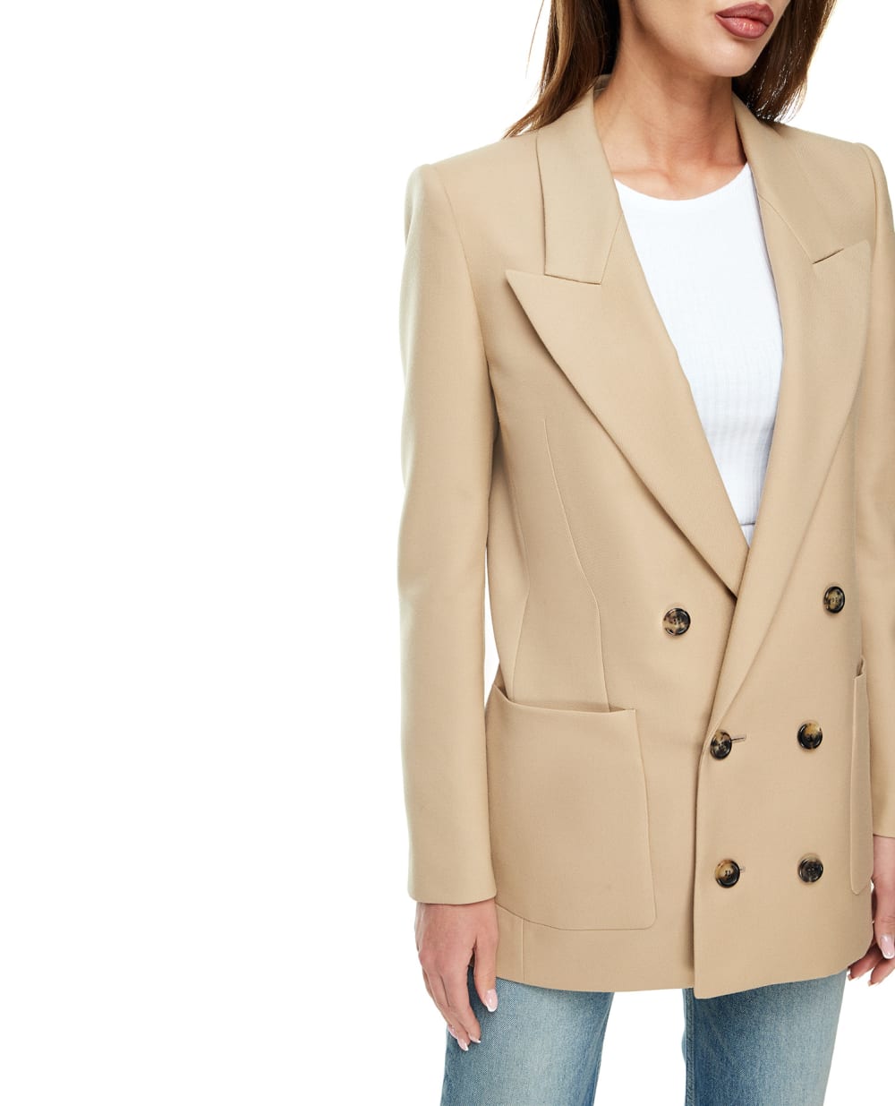 Шерстяной блейзер Saint Laurent 735409-Y7B73, бежевый цвет • Купить в интернет-магазине Kameron