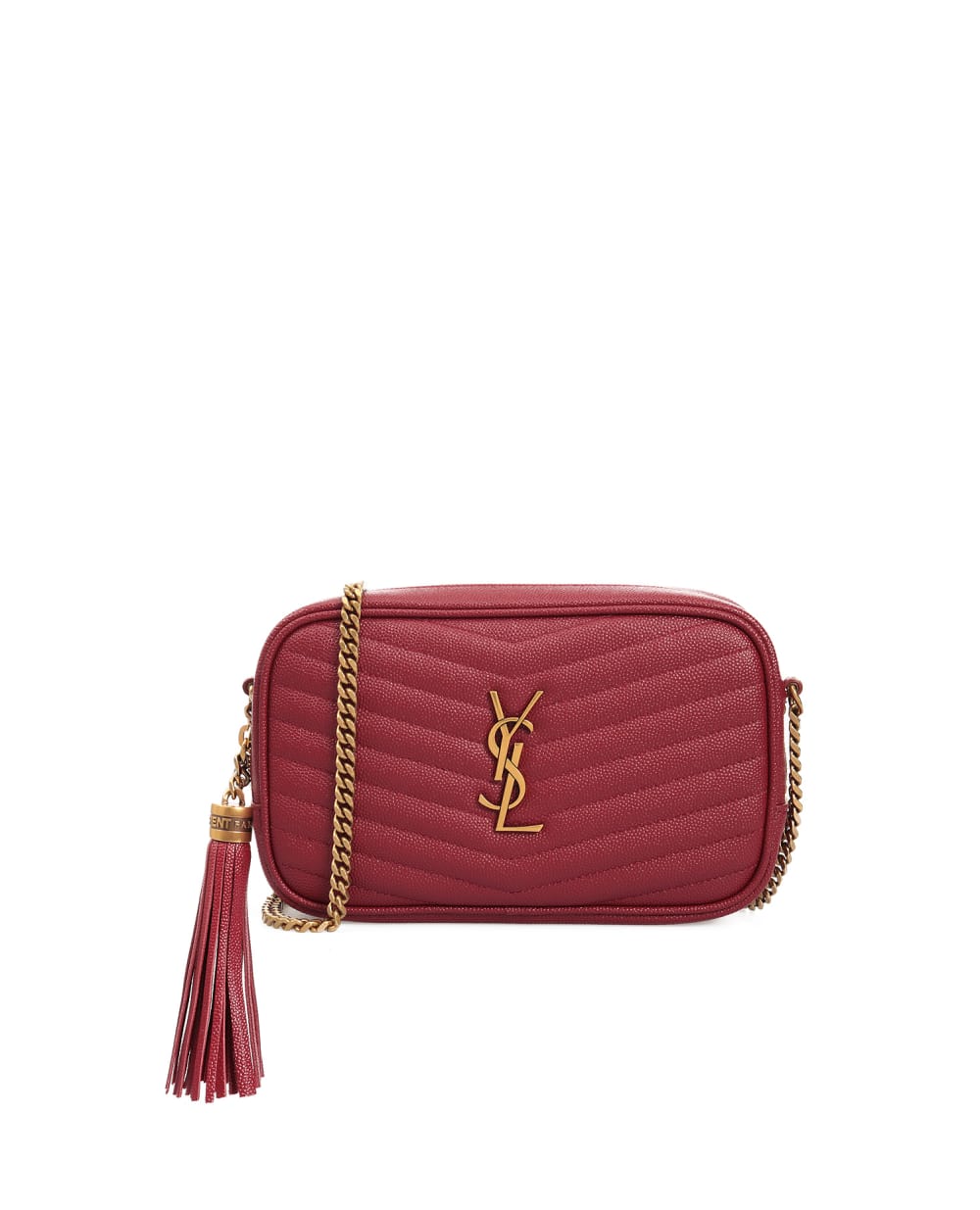 Кожаная сумка Lou mini Saint Laurent 612579-1GF07, бордовый цвет • Купить в интернет-магазине Kameron