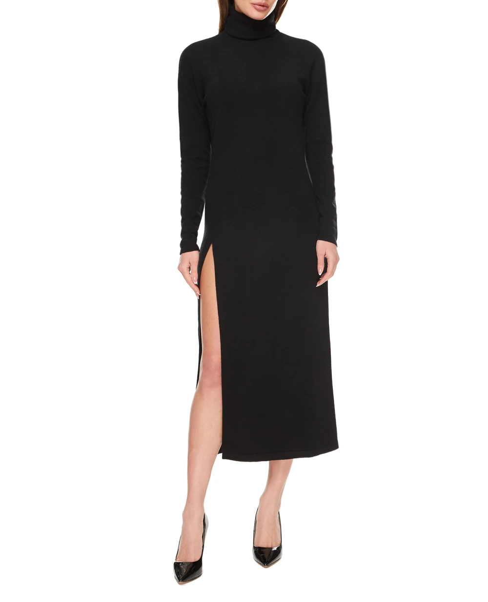 Кашемировое платье Saint Laurent 712841-YALL2, черный цвет • Купить в интернет-магазине Kameron
