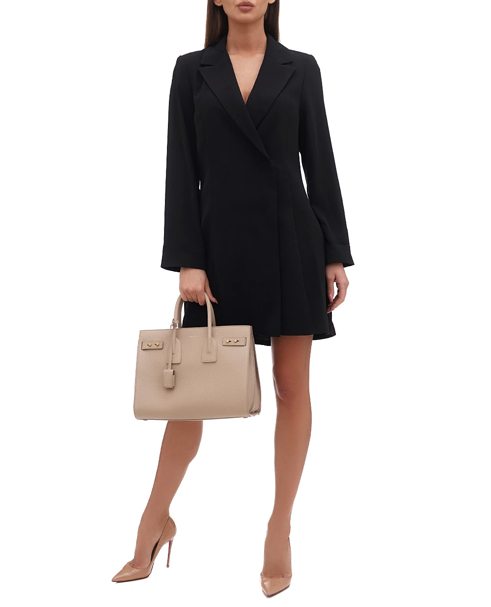Кожаная сумка Sac De Jour Small Saint Laurent 717447-DTI0W, бежевый цвет • Купить в интернет-магазине Kameron