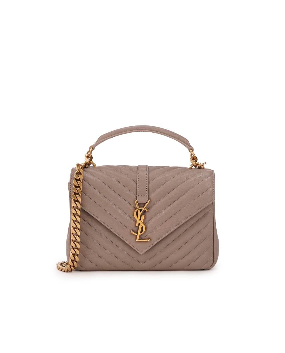 Кожаная сумка College Medium Saint Laurent 600279-BRM07, серый цвет • Купить в интернет-магазине Kameron