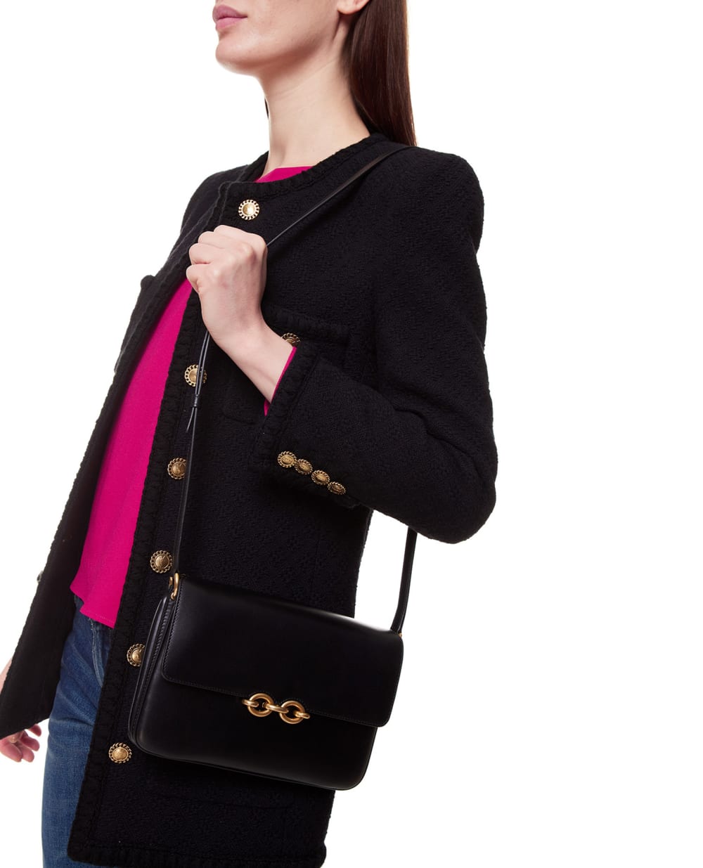 Кожаная сумка Le Maillon Saint Laurent 649795-2R20W, черный цвет • Купить в интернет-магазине Kameron