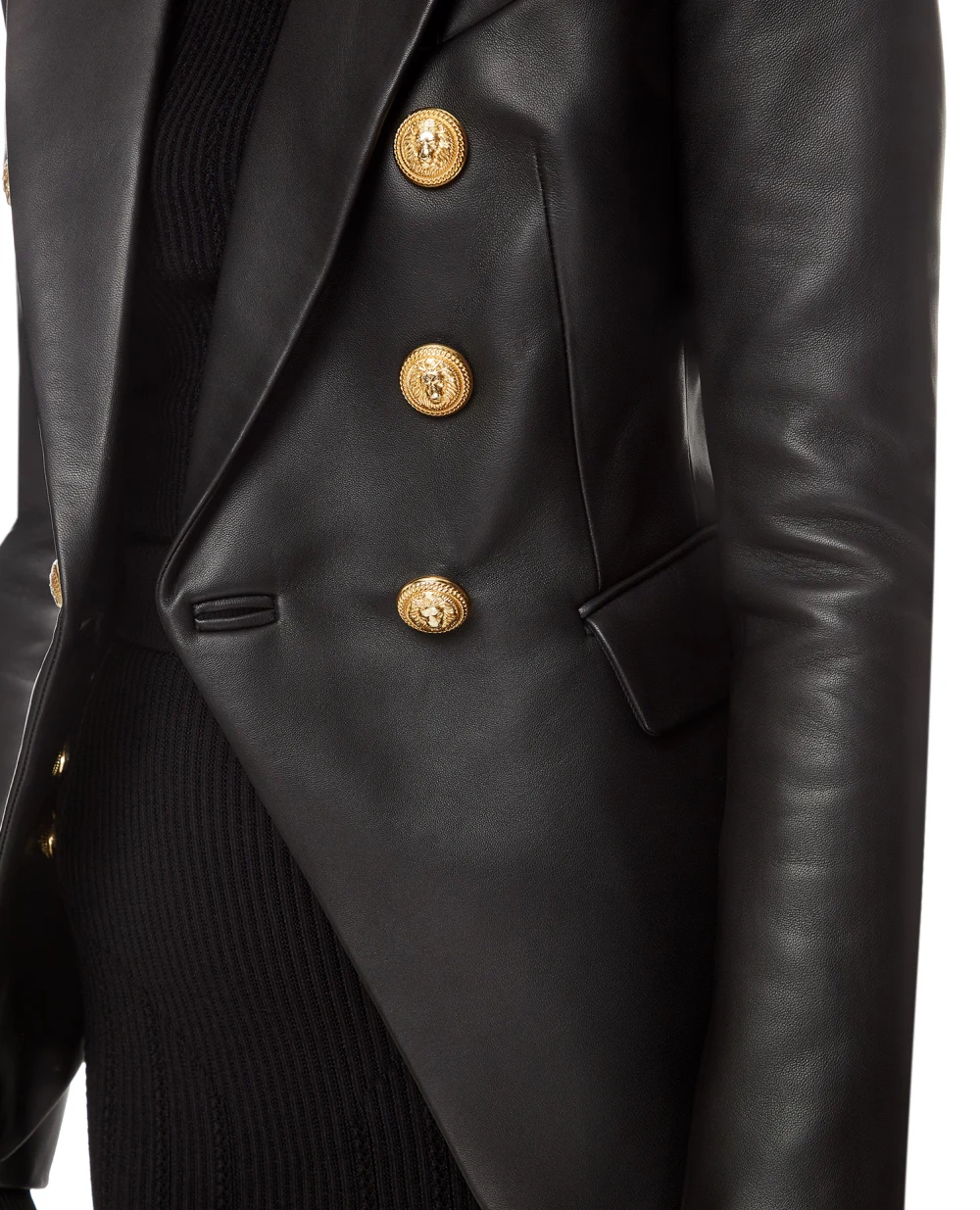 Кожаный жакет Balmain YF1SG000LB24, черный цвет • Купить в интернет-магазине Kameron