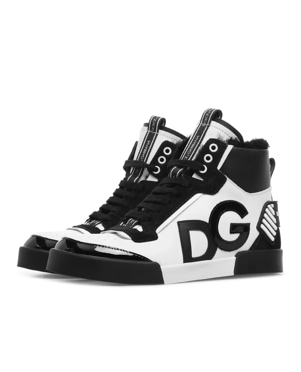 Кожаные хайтопы Dolce&Gabbana Kids DA0913-AX839-L, белый цвет • Купить в интернет-магазине Kameron