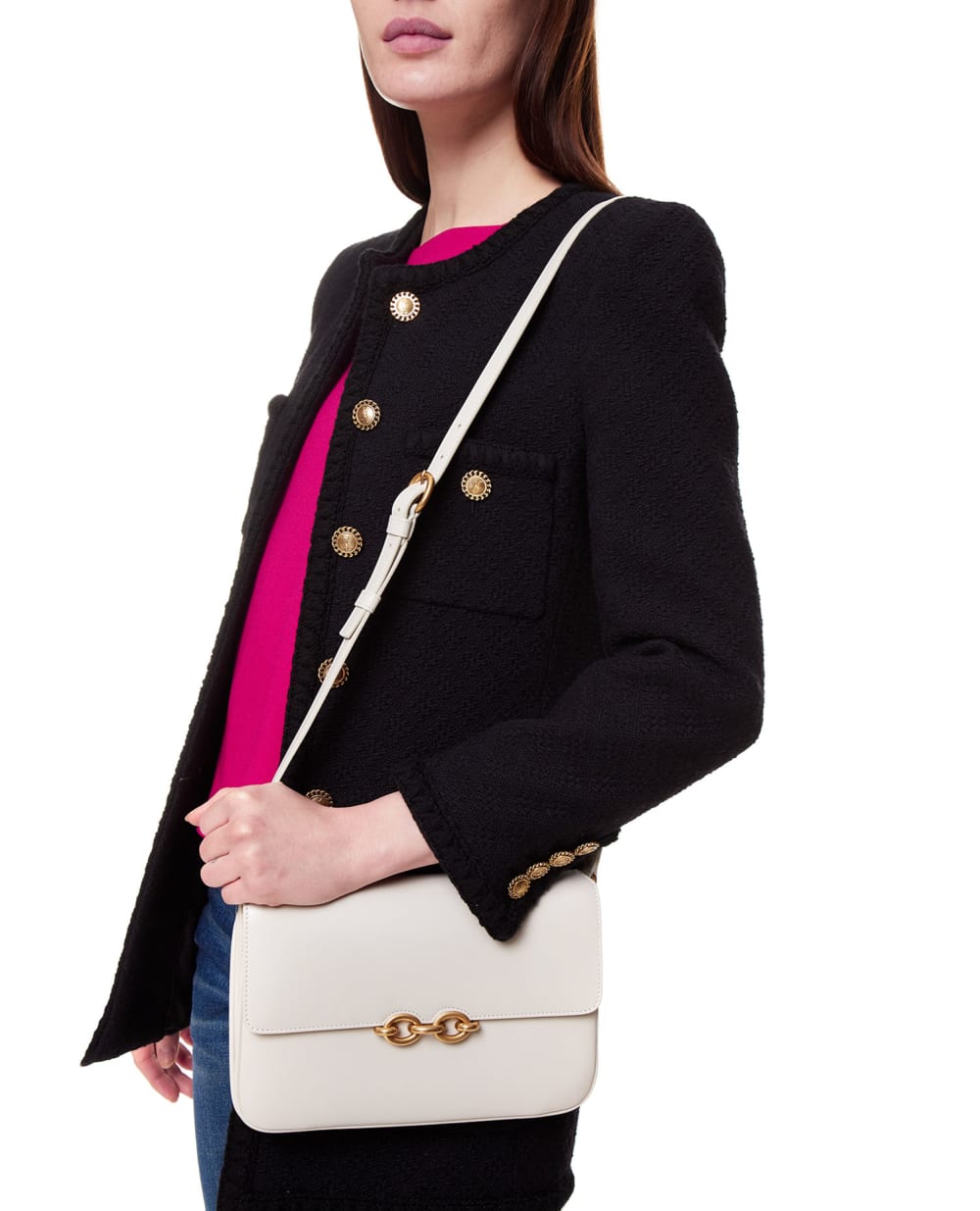 Кожаная сумка Le Maillon Saint Laurent 649795-2R20W-, бежевый цвет • Купить в интернет-магазине Kameron