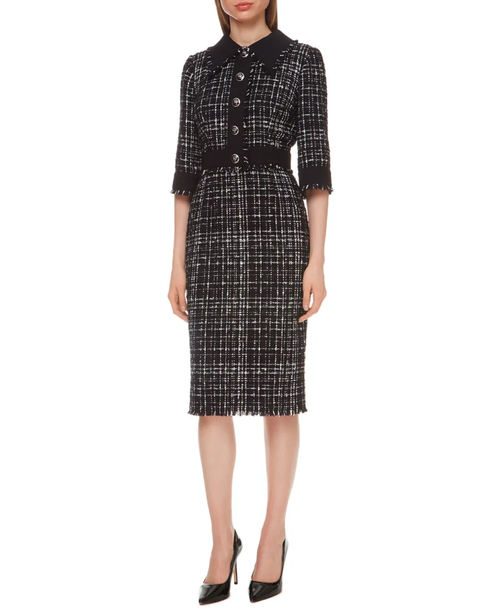 Твидовое платье Dolce&Gabbana F6J0IT-FMMFS, черный цвет • Купить в интернет-магазине Kameron