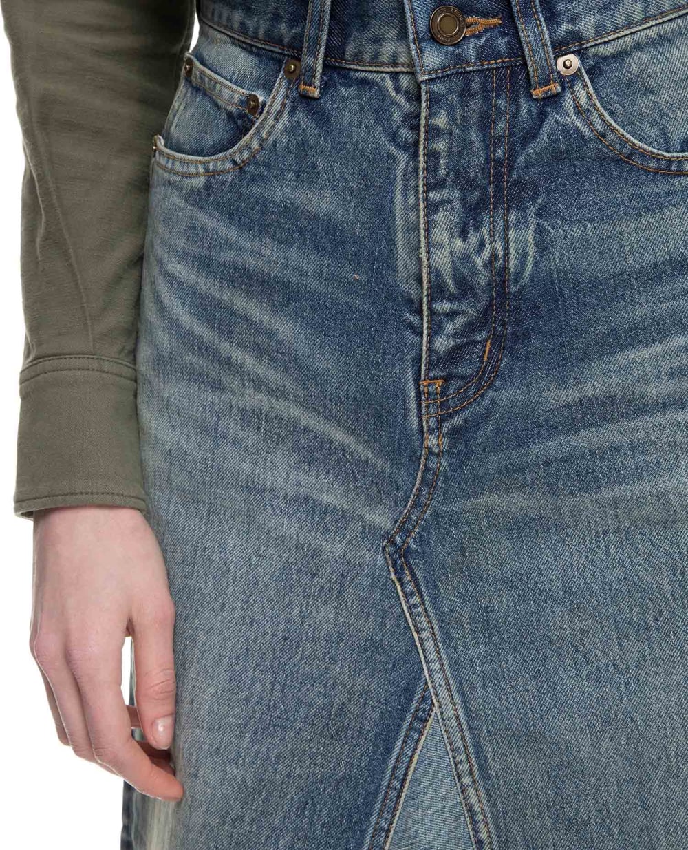 Джинсовая юбка Saint Laurent 593677-Y551V, синий цвет • Купить в интернет-магазине Kameron