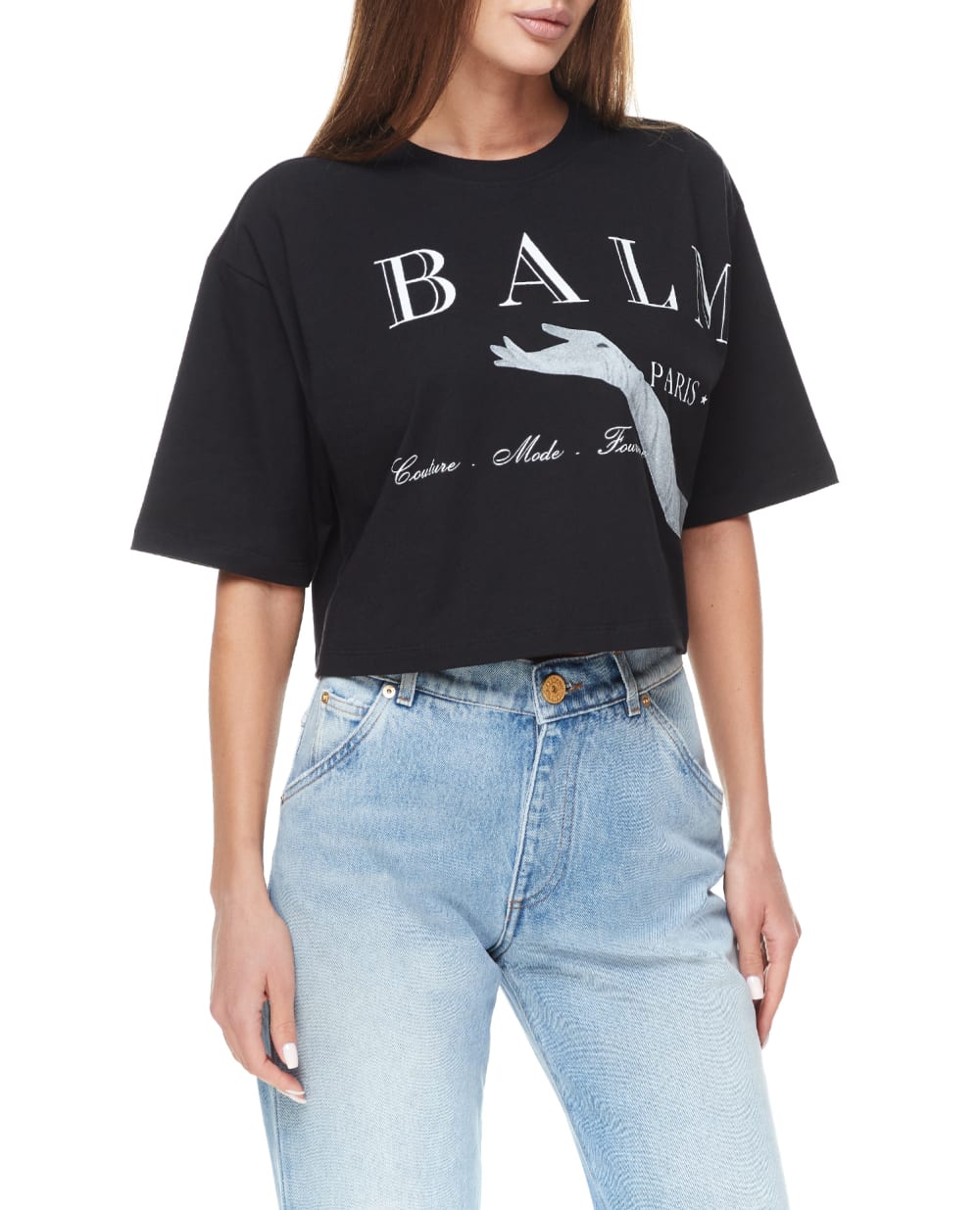 Футболка Balmain BF0EE020GD17, черный цвет • Купить в интернет-магазине Kameron