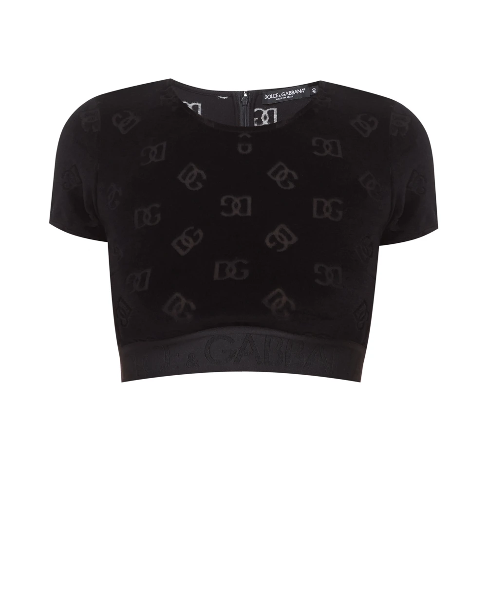 Велюровый топ Dolce&Gabbana F8S63T-FJ7DL, черный цвет • Купить в интернет-магазине Kameron