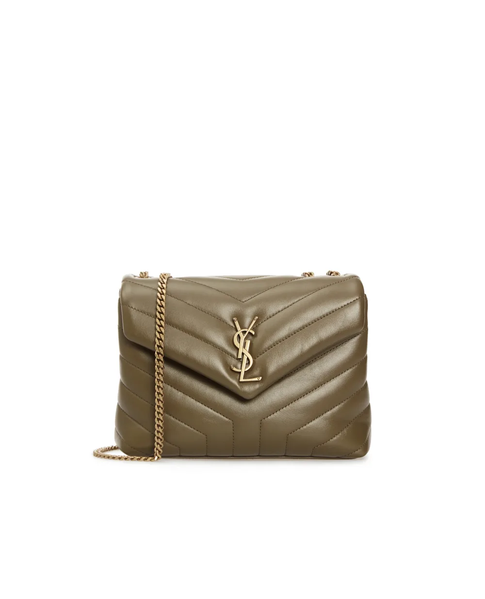 Кожаная сумка Loulou Small Saint Laurent 494699-DV727-, оливковый цвет • Купить в интернет-магазине Kameron