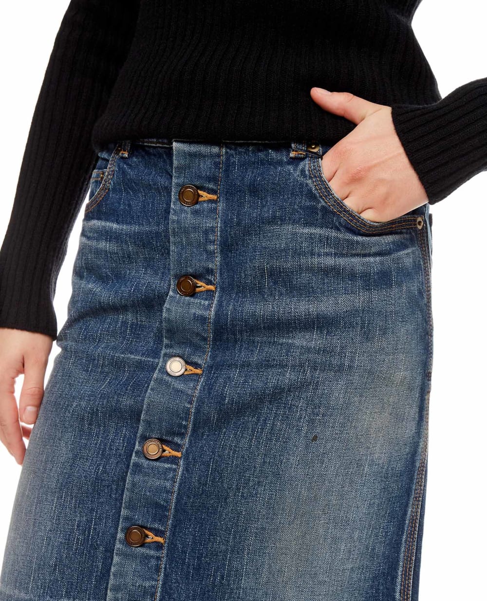 Джинсовая юбка Saint Laurent 663874-Y945Q, синий цвет • Купить в интернет-магазине Kameron