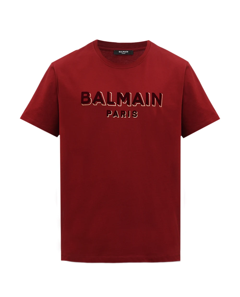 Хлопковая футболка Balmain BH1EG010BB99, бордовый цвет • Купить в интернет-магазине Kameron