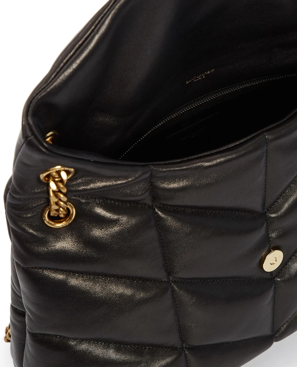 Кожаная сумка Loulou Puffer Medium Saint Laurent 577475-1EL07, черный цвет • Купить в интернет-магазине Kameron