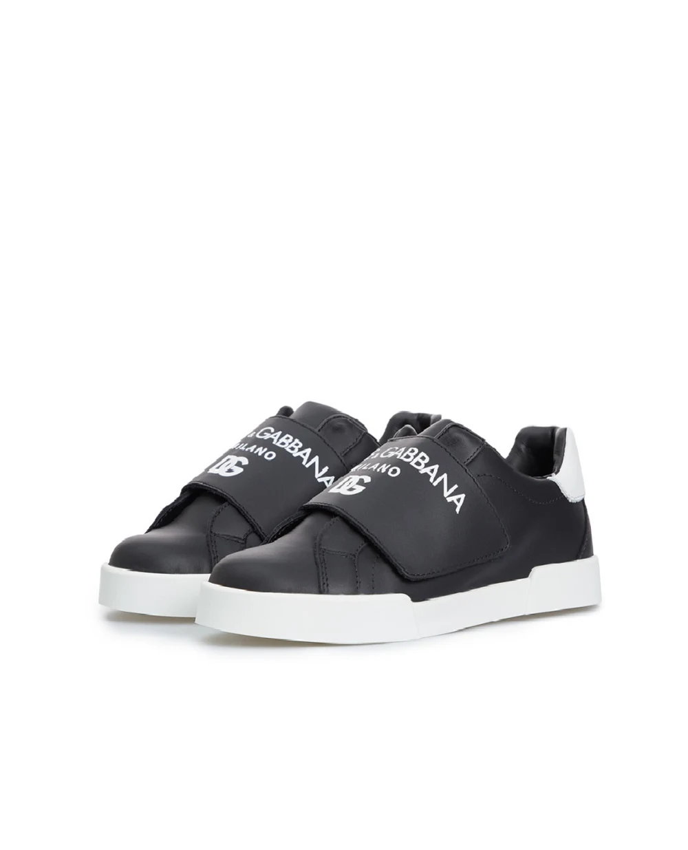 Детские кожаные сникеры Dolce&Gabbana Kids DA5057-AP884-S, черный цвет • Купить в интернет-магазине Kameron