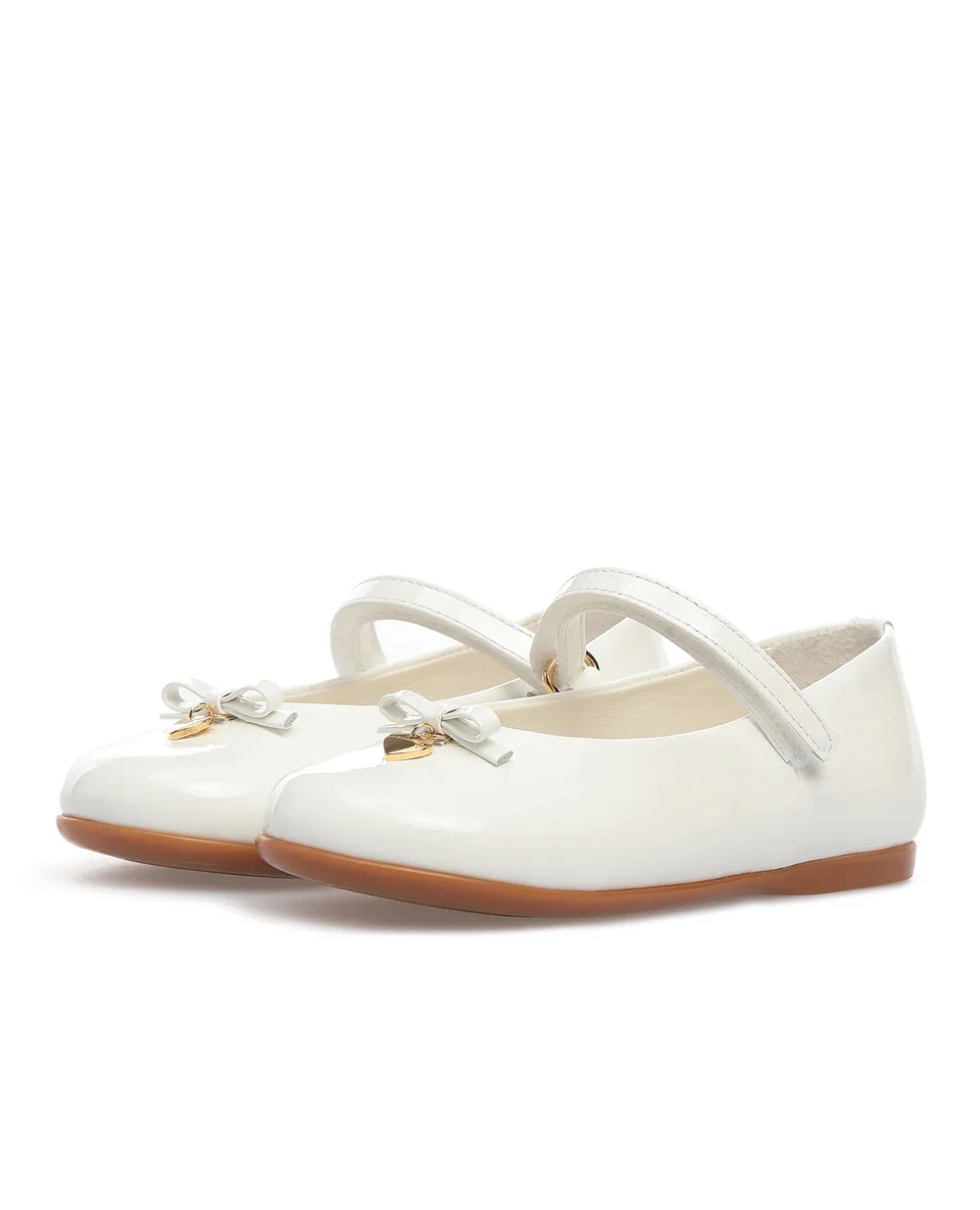 Детские кожаные балетки Dolce&Gabbana Kids D20057-A1328, белый цвет • Купить в интернет-магазине Kameron