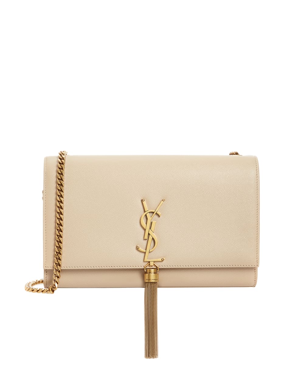 Кожаная сумка Tassel Saint Laurent 354119-BOW0W, бежевый цвет • Купить в интернет-магазине Kameron