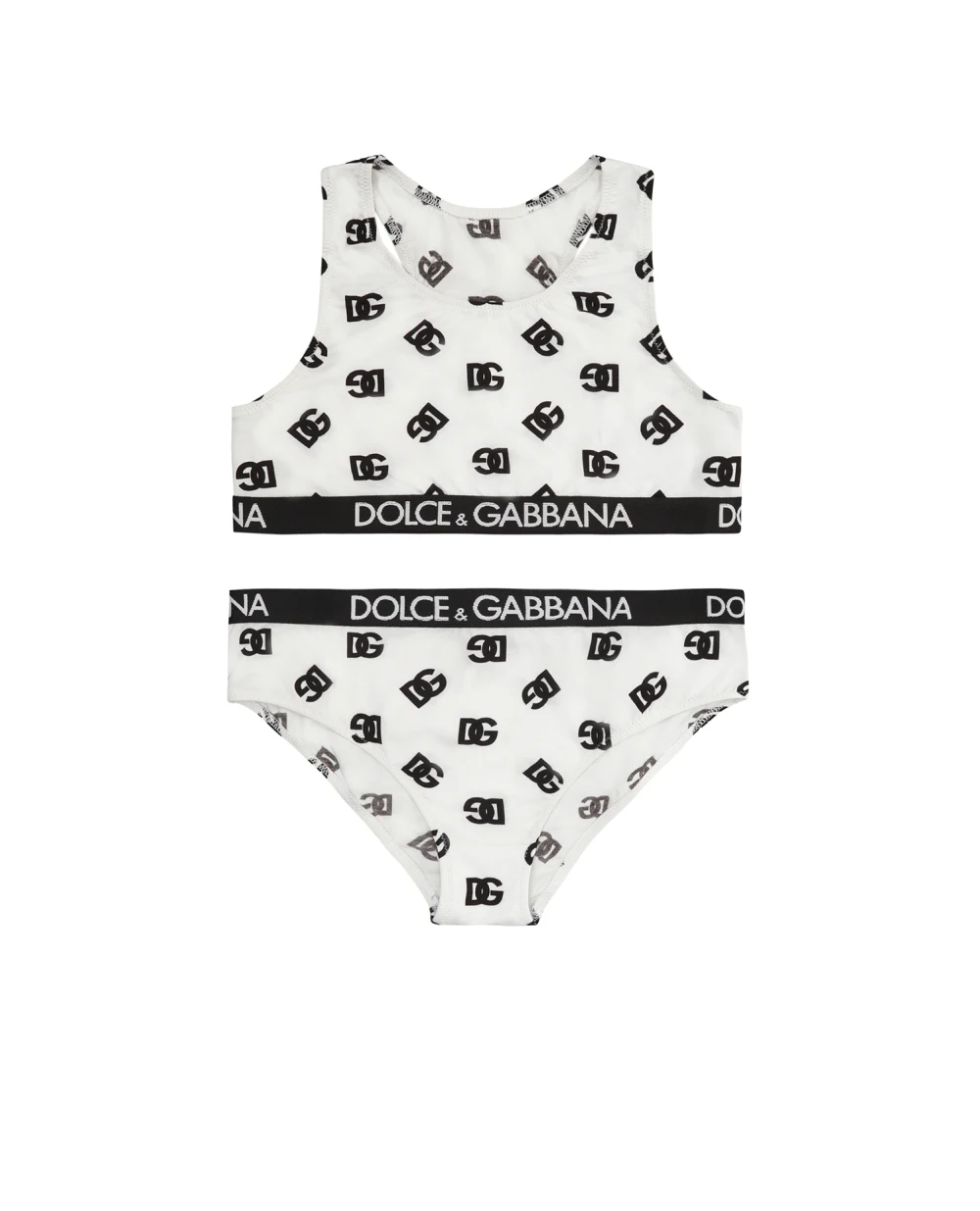 Детский комплект белья (топ, трусики) Dolce&Gabbana Kids L5J713-FSG3K, белый цвет • Купить в интернет-магазине Kameron