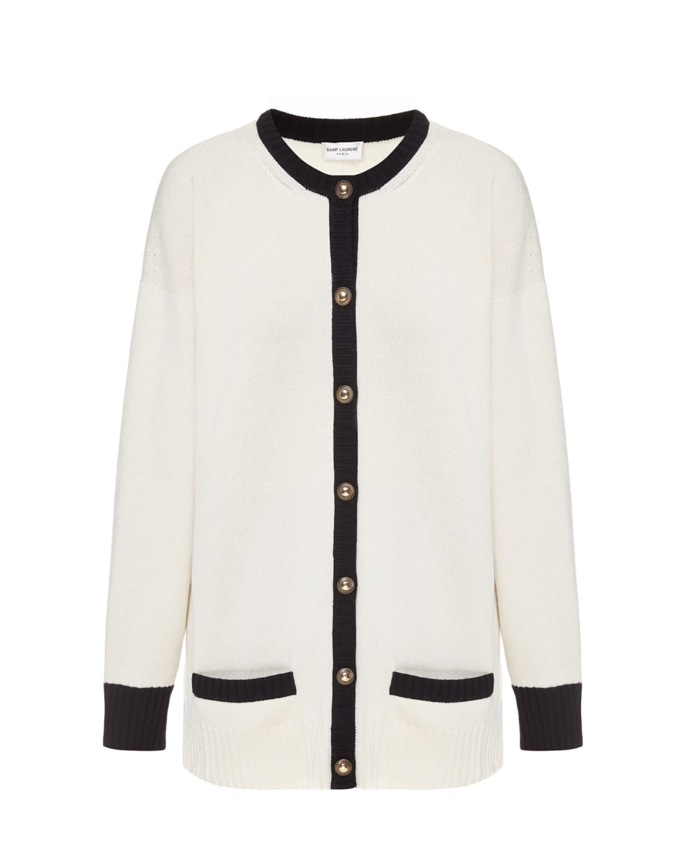 Кашемировый кардиган Saint Laurent 648449-YAXN2, белый цвет • Купить в интернет-магазине Kameron