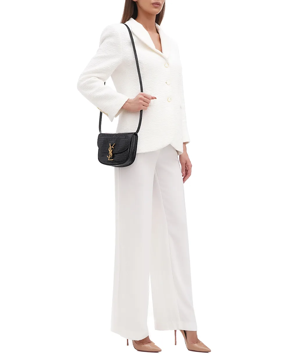 Шкіряна сумка Kaia Small Saint Laurent 619740-DND0W, чорний колір • Купити в інтернет-магазині Kameron