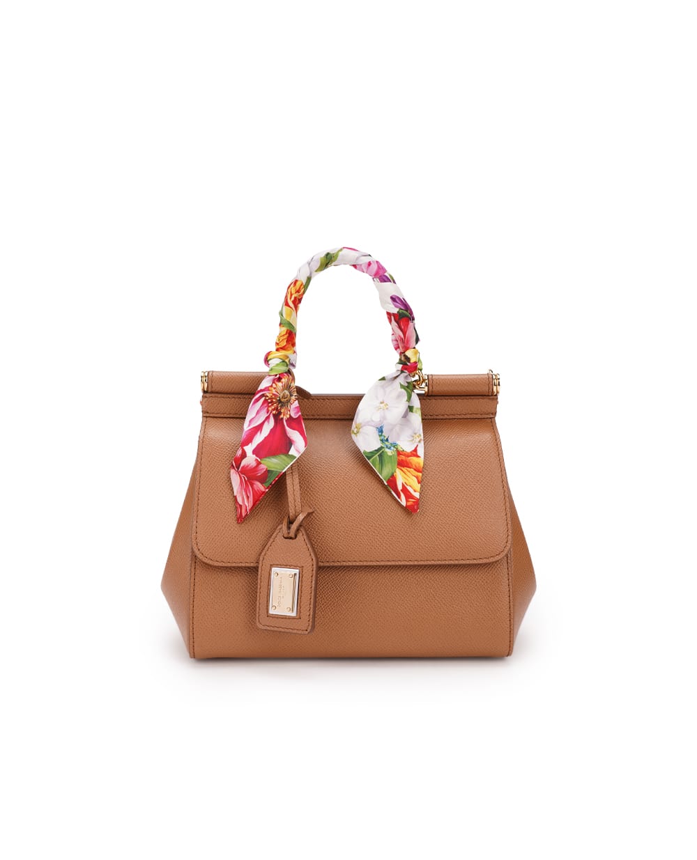 Кожаная сумка Sicily Medium Dolce&Gabbana BB6003-AK108, коричневый цвет • Купить в интернет-магазине Kameron