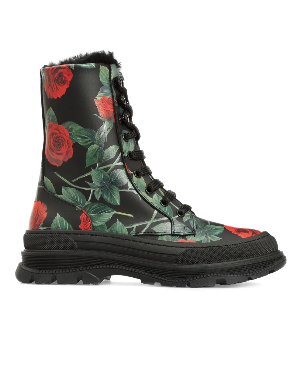 Детские кожаные ботинки Dolce&Gabbana Kids D11057-AQ415-S, черный цвет • Купить в интернет-магазине Kameron