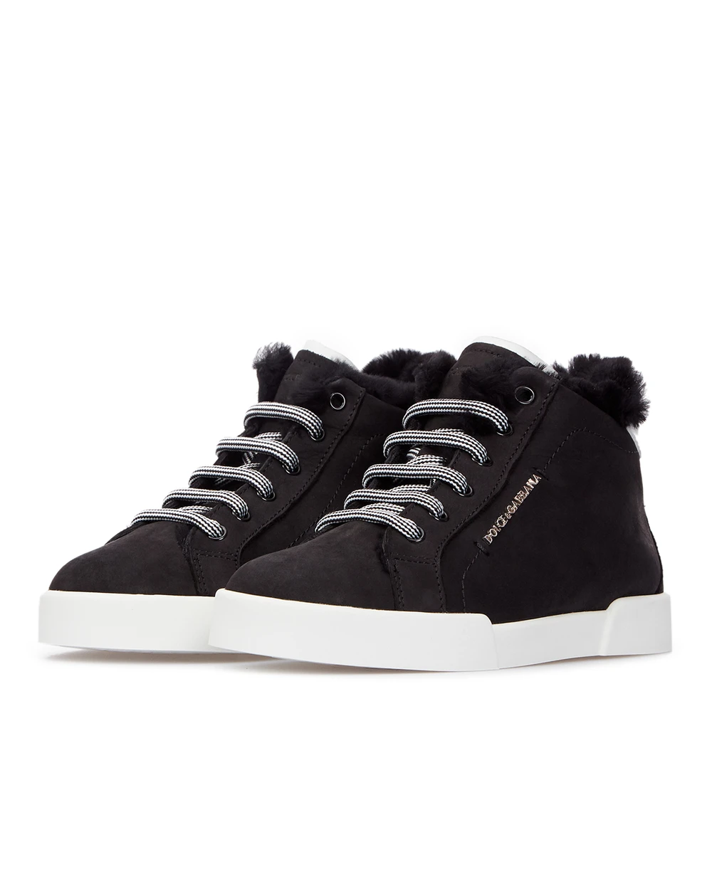 Нубуковые хайтопы Dolce&Gabbana Kids DA0921-A6B35-L, черный цвет • Купить в интернет-магазине Kameron