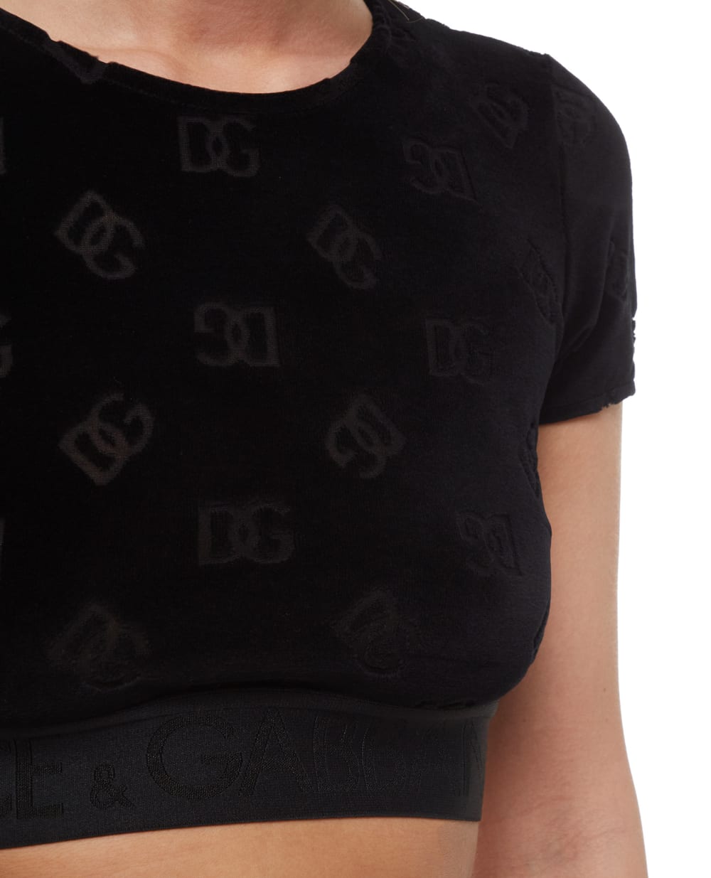 Велюровый топ Dolce&Gabbana F8S63T-FJ7DL, черный цвет • Купить в интернет-магазине Kameron