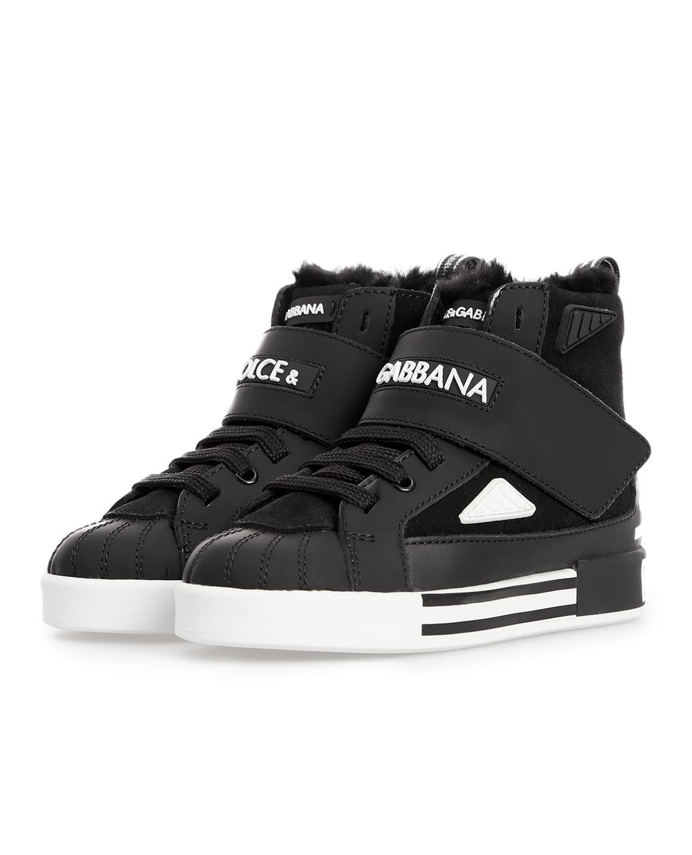 Кожаные хайтопы Dolce&Gabbana Kids DA0980-AO527-M, черный цвет • Купить в интернет-магазине Kameron